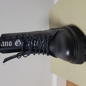 John Galliano Black Vegan Leather Women's Combat Boots Euro Size 41 US 10.5 F22